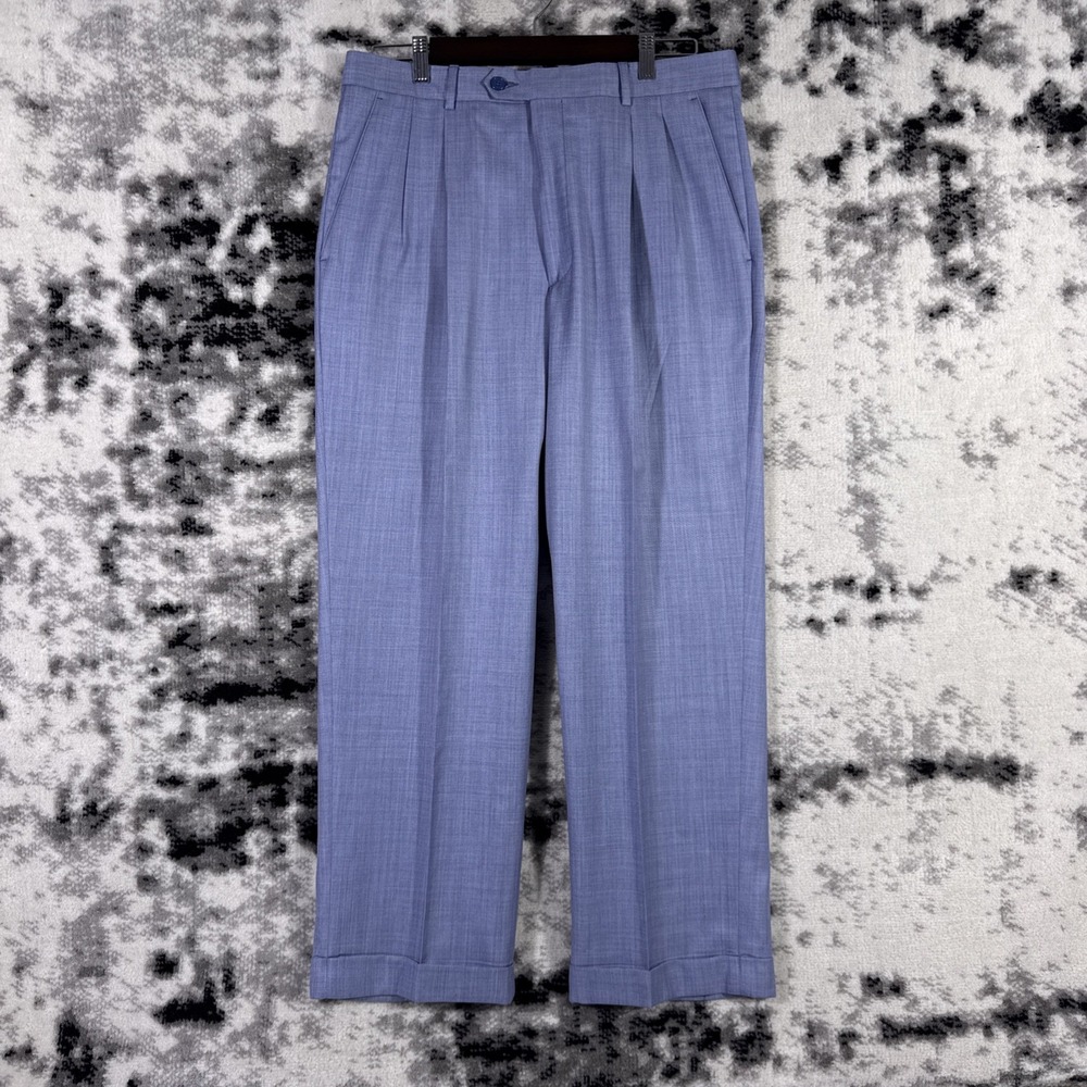 Zignone Pants Mens Size 34x29 Blue Pure Virgin Wool Office Career Old Money